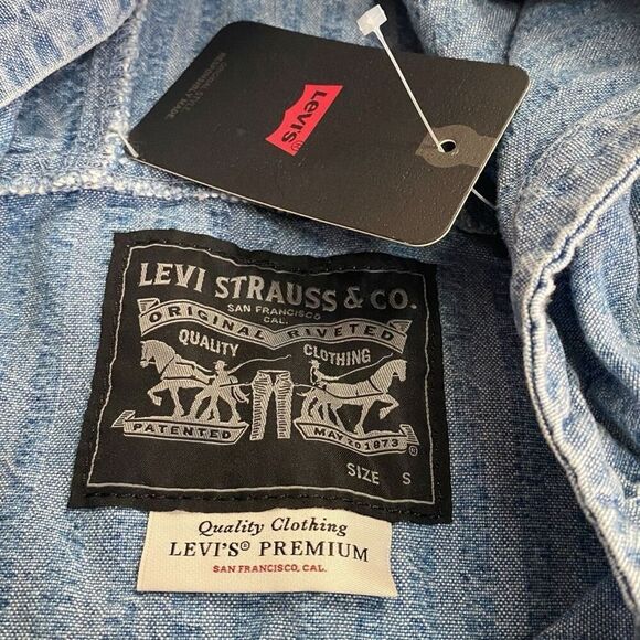 Levis Sutro "In The Sky" Seersucker Striped Denim Hooded Anorak Mens size M New - Picture 9 of 12